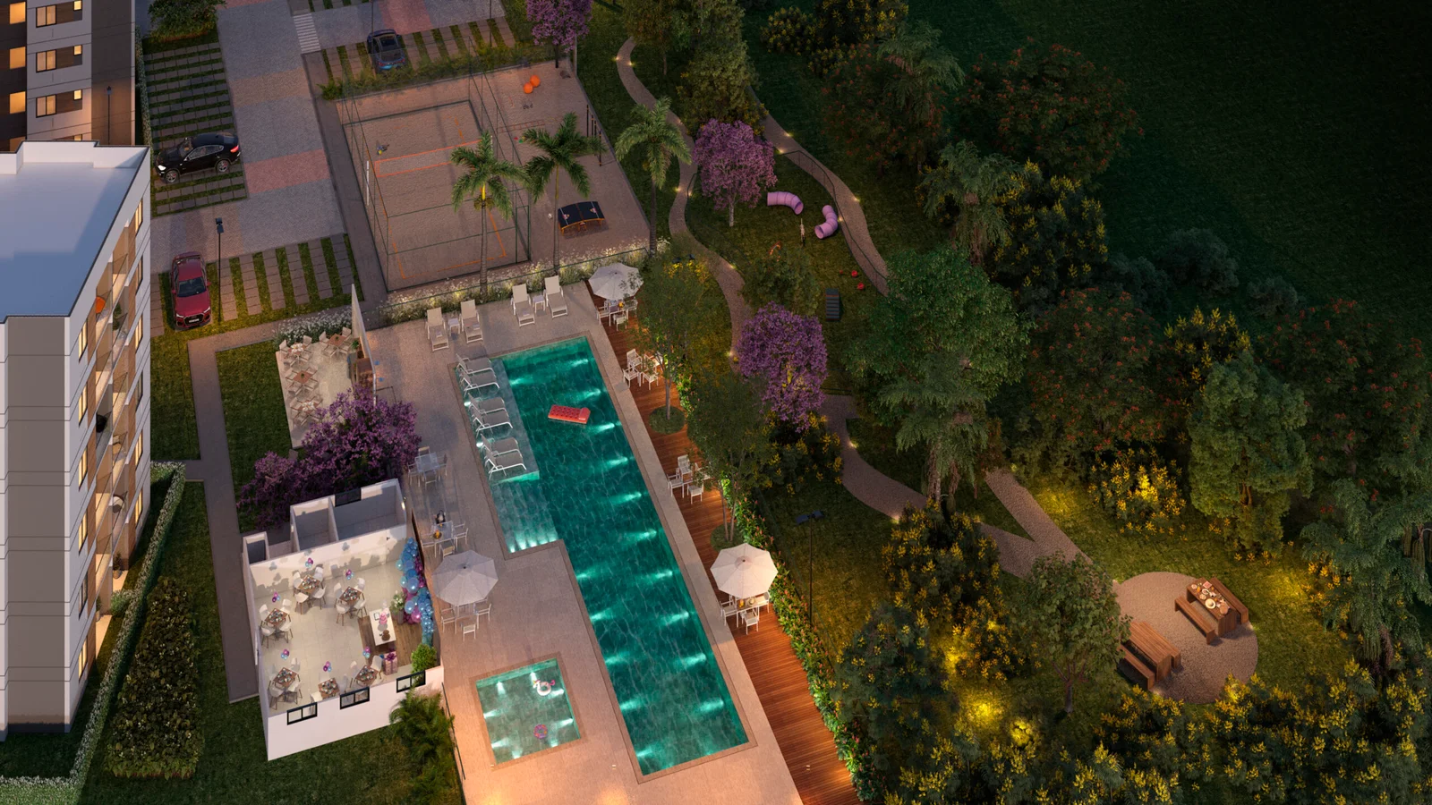 Vista Lazer do alto-entardecer